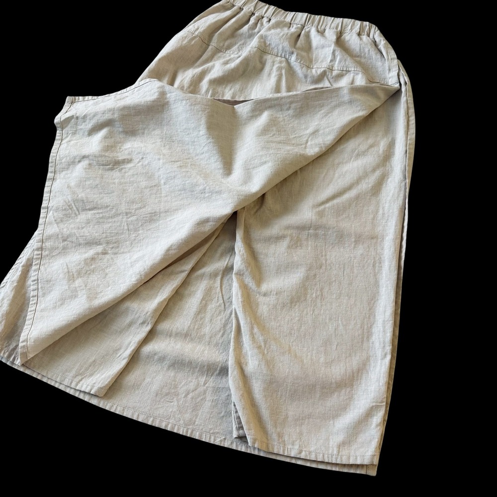 Madepants Womens Linen Wide Leg Culottes Skirt Beige Sz S Lagenlook boho earthy